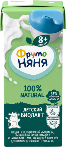

Детский биолакт ФрутоНяня без добавления сахара 200мл