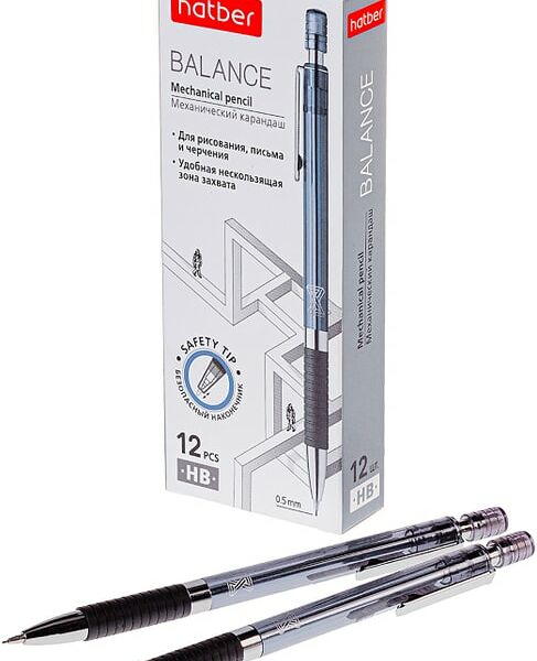 Набор карандашей Hatber Balance механический с ластиком 0.5мм 12шт