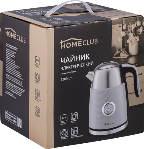 

Чайник электрический HOMECLUB с термометром, 1.7л, Арт. HHB8708AB-1