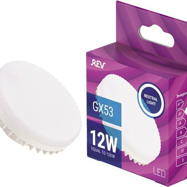 Лампочка светодиодная REV таблетка GX53 12Вт 4000K 960Лм