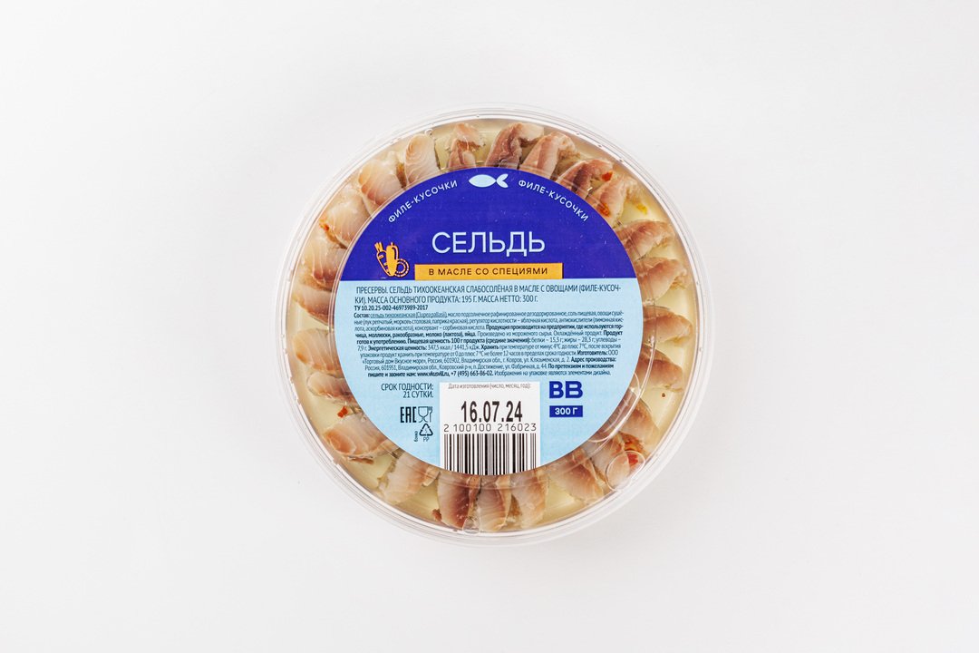 

Сельдь ВкусВилл филе-кусочки со специями 300 г