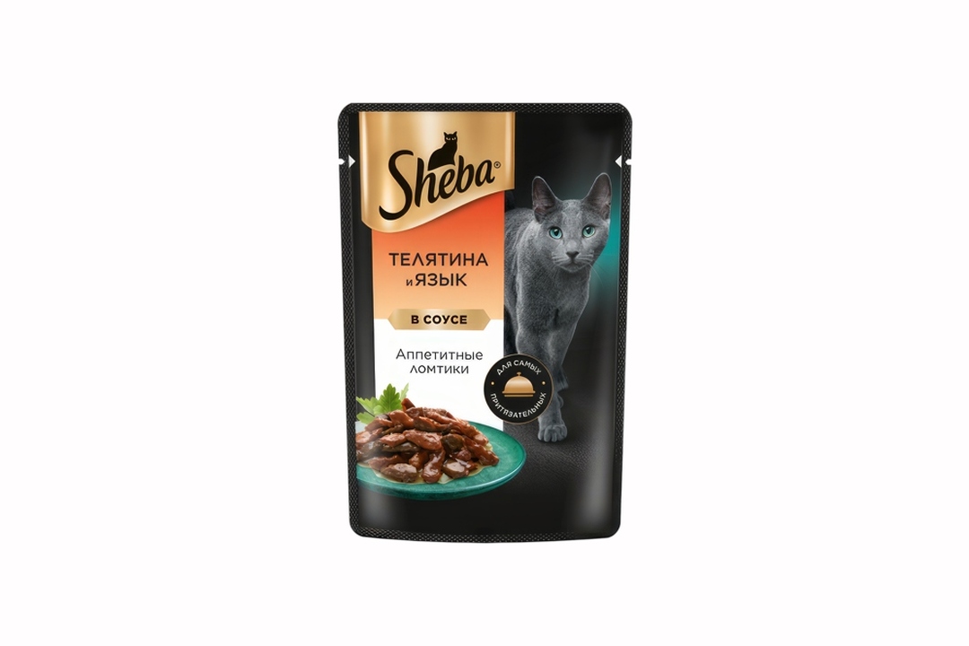 

Влажный корм для кошек Sheba Ломтики в соусе Телятина и Язык 75 г