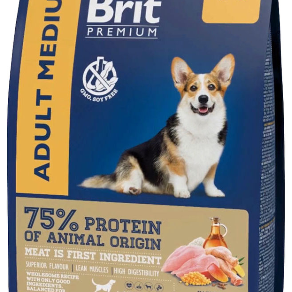 Сухой корм для собак Brit Premium Adult Medium с курицей