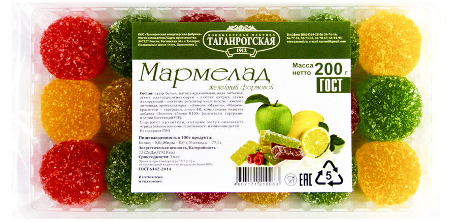 

Мармелад КФ ТАГАНРОГСКАЯ Желейный формовой