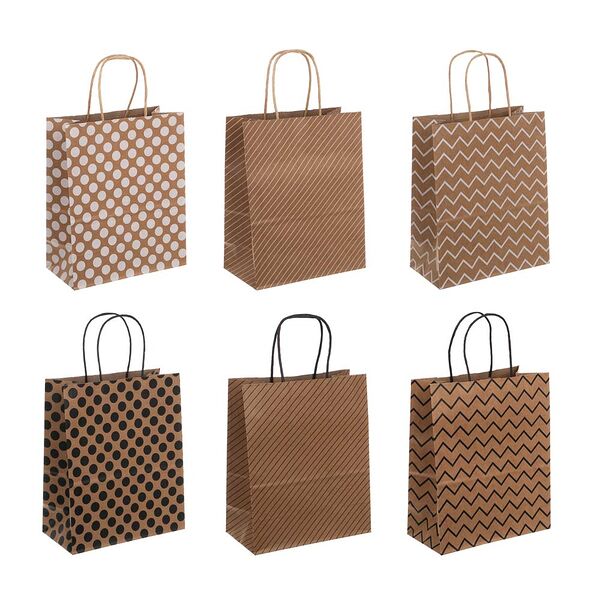 Ladecor пакет подарочный бумажный, крафт с рисунком, 32x26x12 см, 6 дизайнов