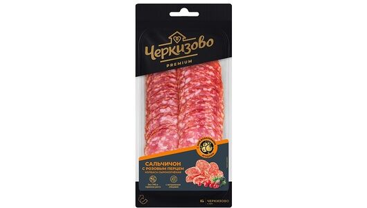 Колбаса Сальчичон Черкизово Премиум с розовым перцем сырокопченая, нарезка, 85 г