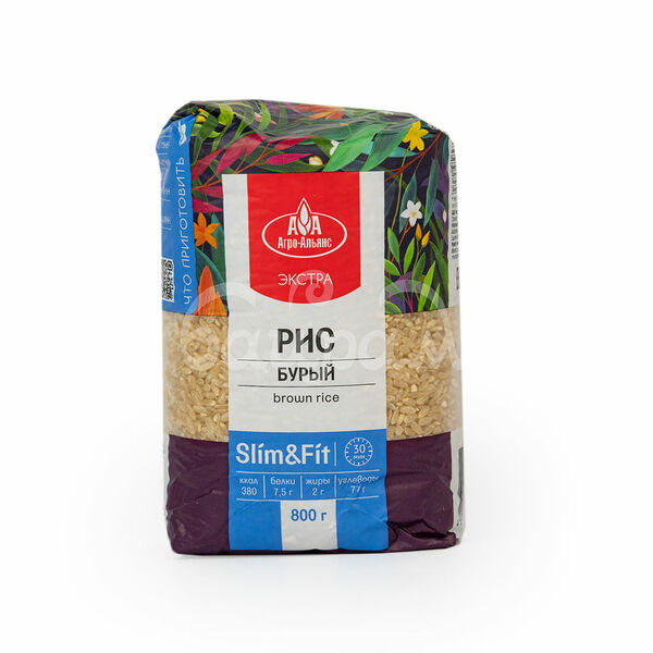 Крупа Рис Агро-Альянс Экстра 800гр Бурый пакет