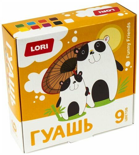 Гуашь Lori Funny Friends 15 мл, 9 цветов