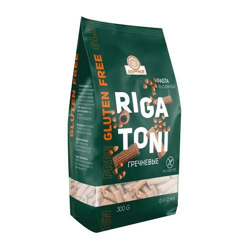 Макароны Здоровей гречневые Rigatoni трубочки без глютена 300г