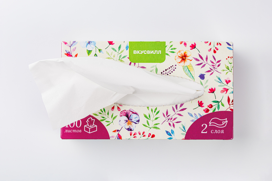 

Салфетки бумажные Вкусвилл в коробке, в ассортименте