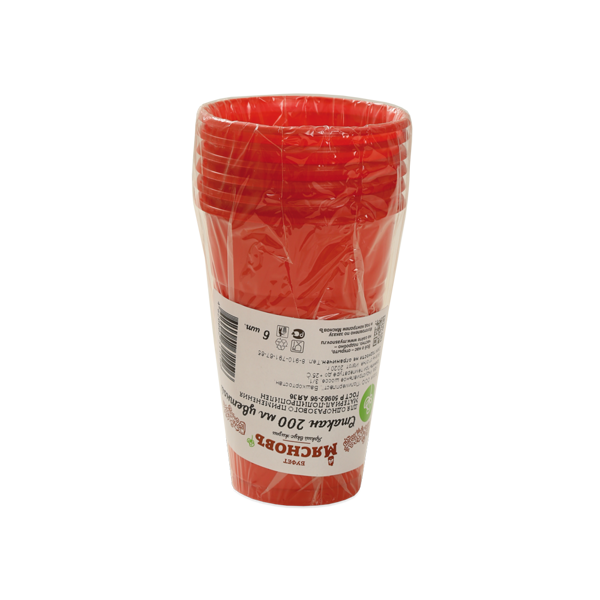 Стакан цветной 200мл 6шт