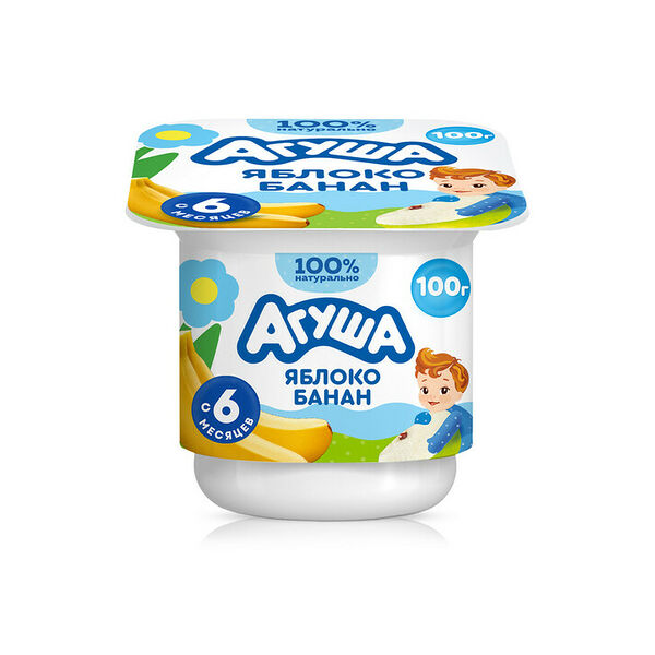 Творог детский фруктовый Агуша Яблоко-Банан 3.9% с 6 месяцев 100г