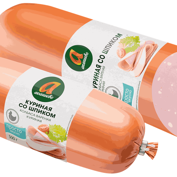 Колбаса Акашево Куриная со шпиком вареная 500 г