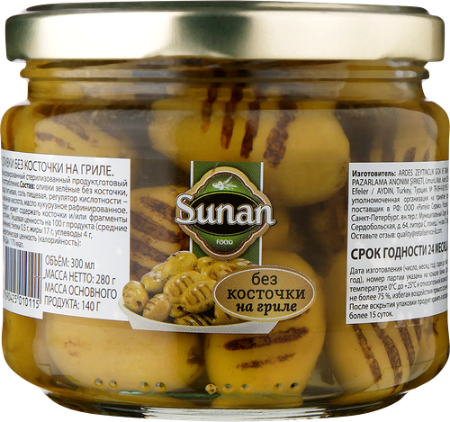 Оливки без косточки SUNAN Гриль, 300мл