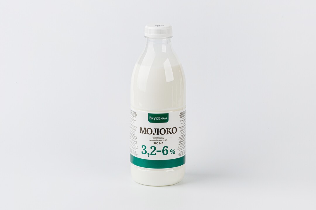 

Молоко ВкусВилл цельное в бутылке 900 мл, жирность в ассортименте