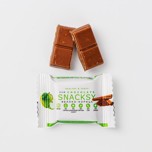 Батончик SNACKSY Raw Chocolate с яблоком 20г, Россия
