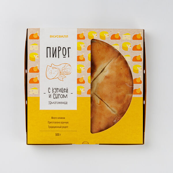 Пирог ВкусВилл с курицей с сыром, замороженный