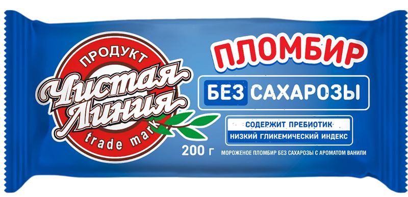 

Мороженое Чистая Линия пломбир с ароматом ванили без сахарозы 12% 200 г