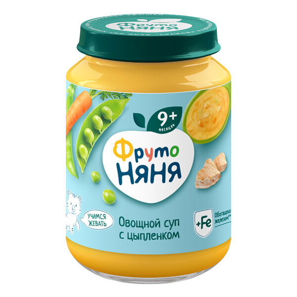 Пюре овощное ФрутоНяня Овощной суп с цыпленком с 9 месяцев 190 г