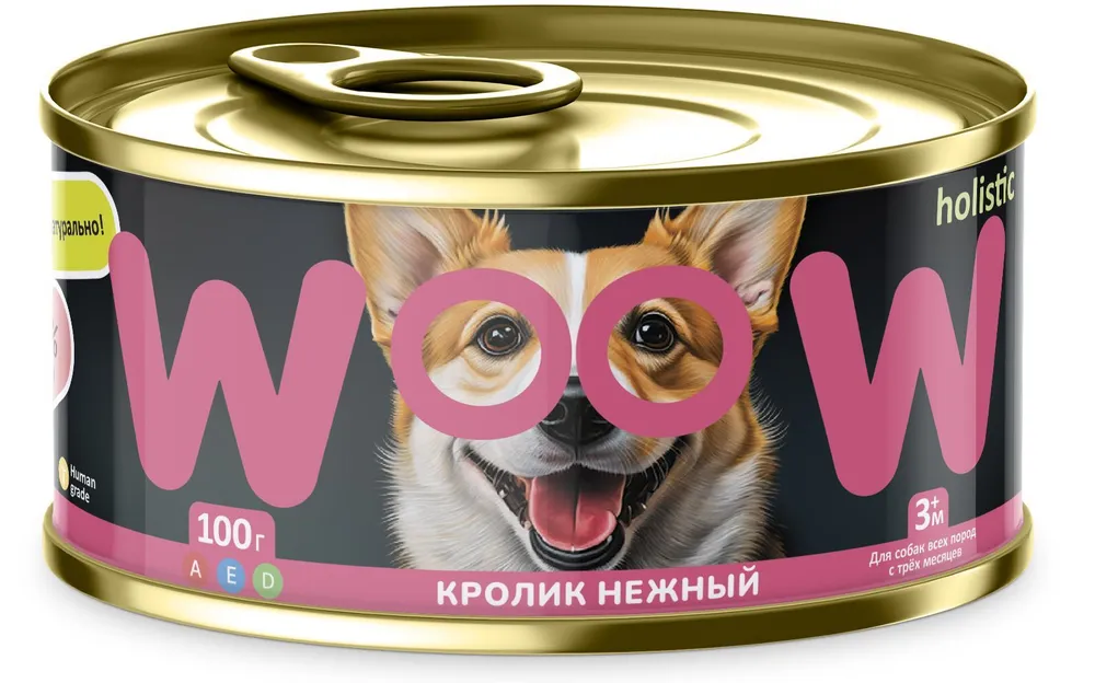 

Корм влажный для собак Woow.holistic Кролик нежный 100 г