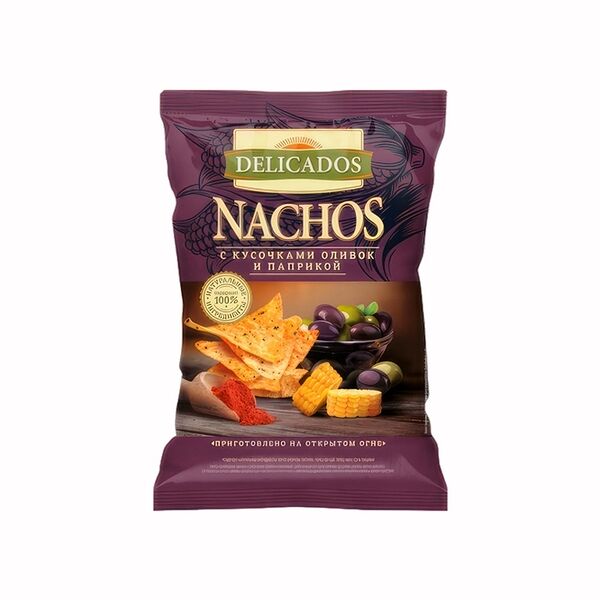 Чипсы Delicados кукурузные начос с оливками и паприкой 150 г