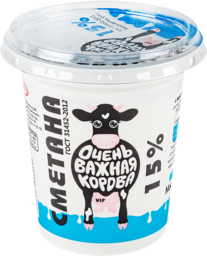 

Сметана Очень Важная Корова 15% без змж 315 г