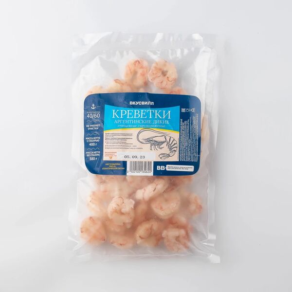 Креветки аргентинские дикие очищенные, 400 г(Продукт замороженный)