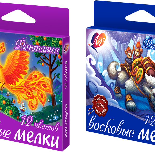Мелки восковые Луч Фантазия на масляной основе, 12 цветов