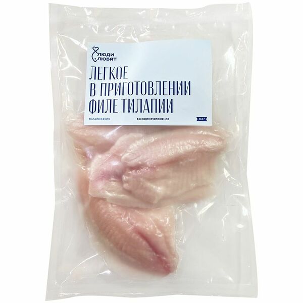 Тилапия Люди Любят филе без кожи мороженое, 500г