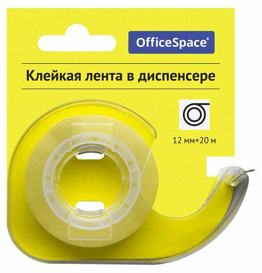 Клейкая лента OfficeSpace прозрачная, 12 мм х 20 м