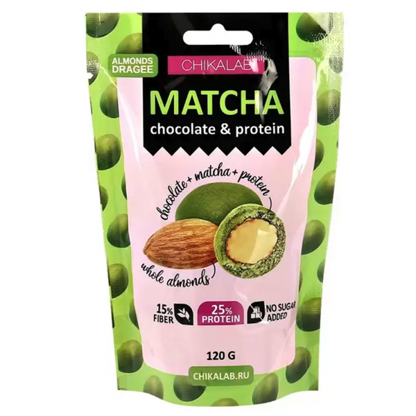 Драже миндаль CHIKALAB Миндаль-Белый шоколад-Матча 120 г