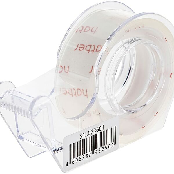 Лента клейкая Hatber в пластиковом диспенсере 15мм*10м