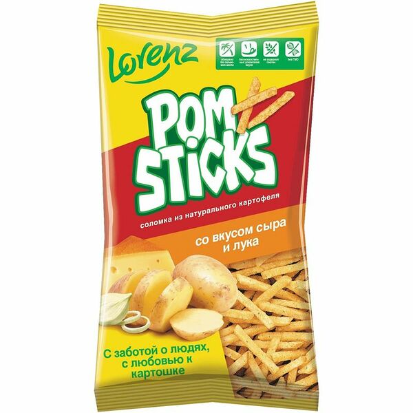 Чипсы картофельные Lorenz Pomsticks соломкой со вкусом сыра и лука 100 г