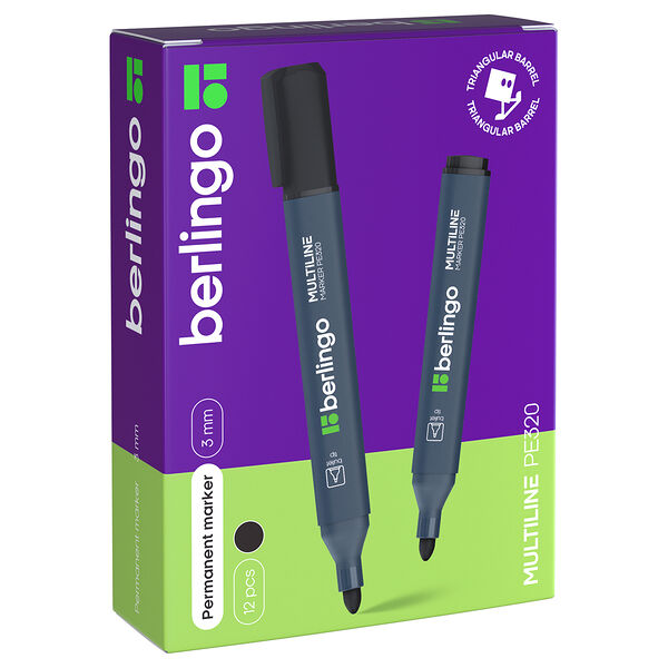 Маркер перманентный Berlingo Multiline черный трехгранный 3мм 1 шт