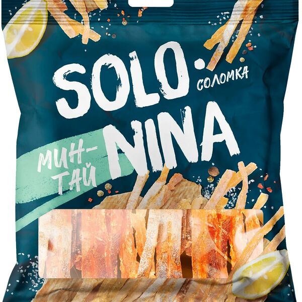 Минтай Solo Nina соломка с перцем сушено-вяленый, 70г
