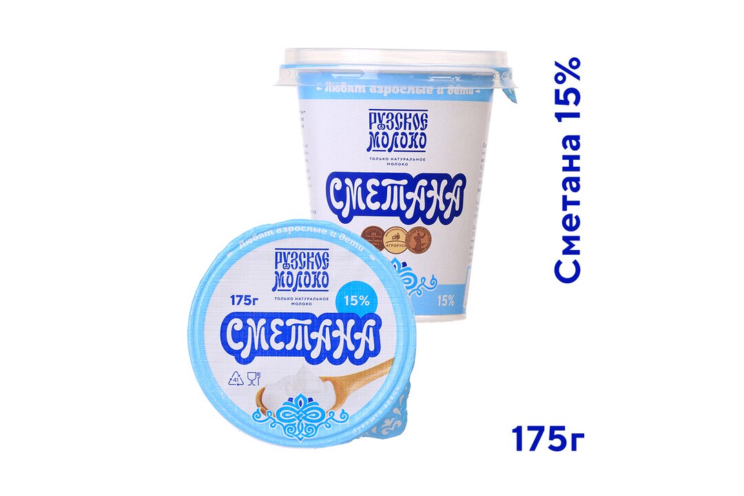 

Сметана Рузское молоко 15% 175 г