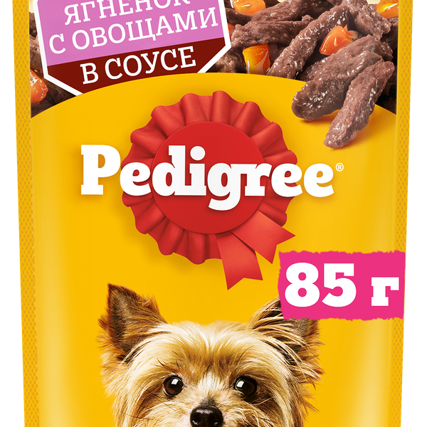 Влажный корм PEDIGREE® для мини собак, ягненок и овощи в соусе, 85г