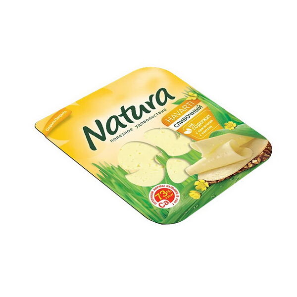 Сыр п/тв Natura Сливочный нарезка м.д.ж. в сух. в-ве 45 %, 7шт/уп 300г мгс