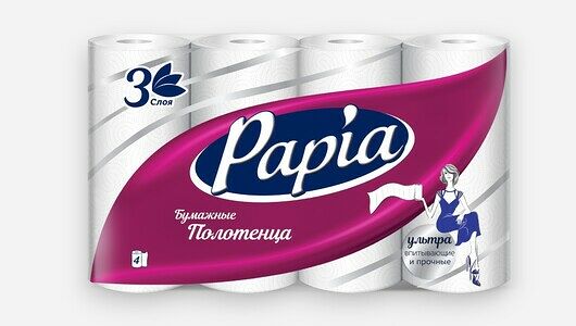 Бумажные полотенца Papia 4 рулона 3 слоя