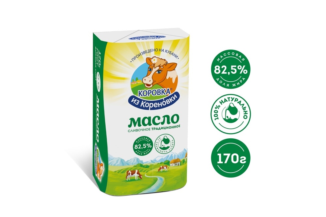 

Масло сливочное Коровка из Кореновки Традиционное 82.5% 170
