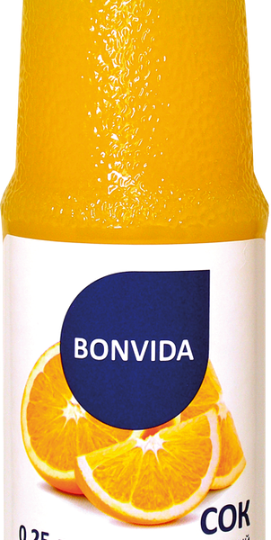 Сок BONVIDA Апельсиновый с мякотью восстановленный, 0.25л