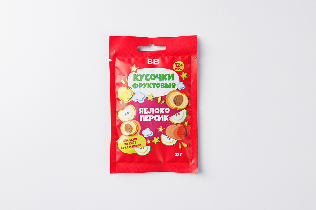 

Кусочки фруктовые ВкусВилл "Яблоко-персик" 27 г