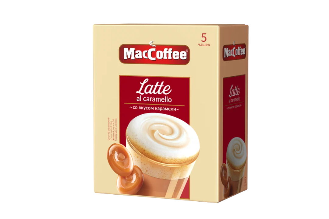 

Напиток кофейный растворимый MacCoffee 3в1 Латте со вкусом карамели 5 шт. х 22 г в упаковке