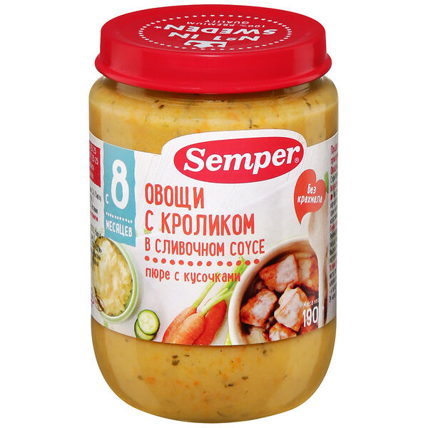 Пюре Semper овощи с кроликом в сливочном соусе