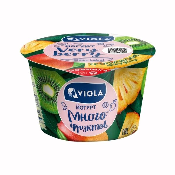 Йогурт Viola Very Berry с тропическими фруктами 2,6% БЗМЖ 180г