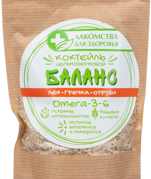 Коктейль цельнозерновой Лакомства для здоровья Баланс лён-гречка-отруби