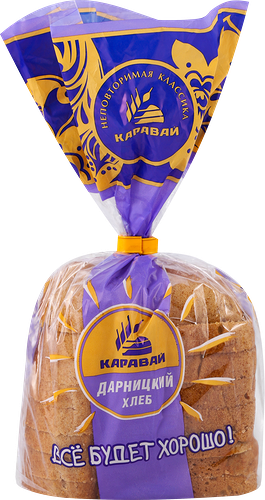 Хлеб Каравай Дарницкий ржано-пшеничный в нарезке, половинка 375 г