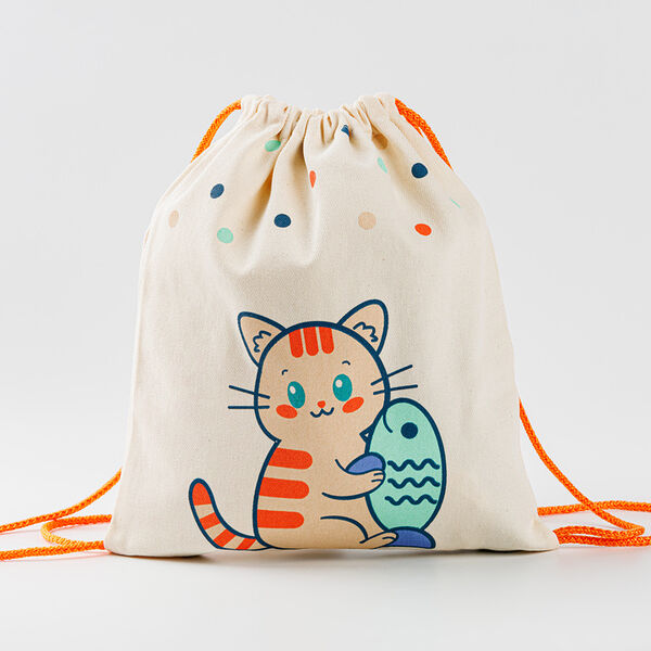 Сумка малая Котик оранжевый шнур