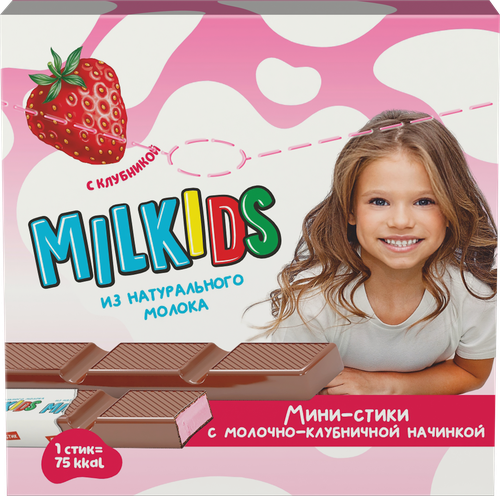 

Мини-стики Milkids молоко клубника 53 г