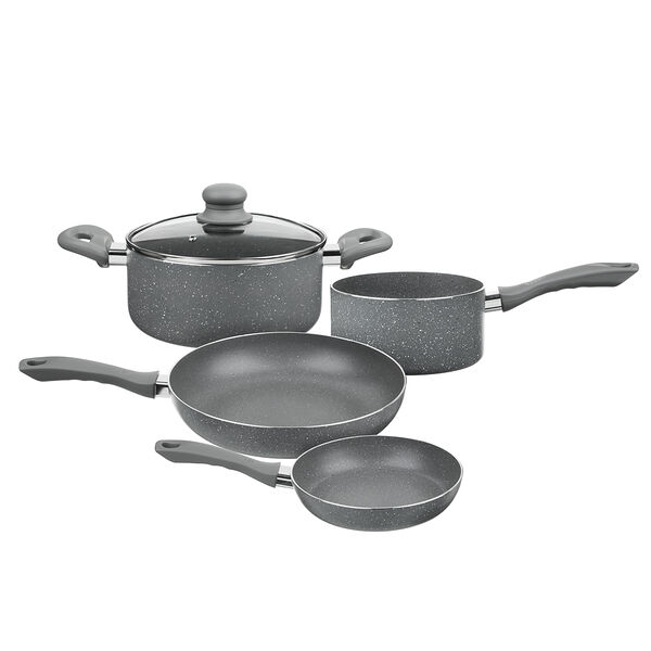 Satoshi набор посуды 5пр, а/пр.покр. мрамор: кастрюля+крышка 2,8л;ковш 1,6л;сковорода 20,28см,инд